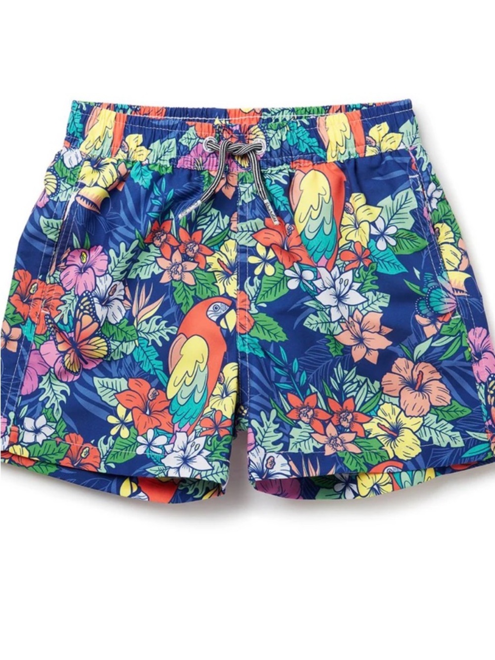 Boardies Kids Night Jungle vibrant parrot and floral print design size 7/8